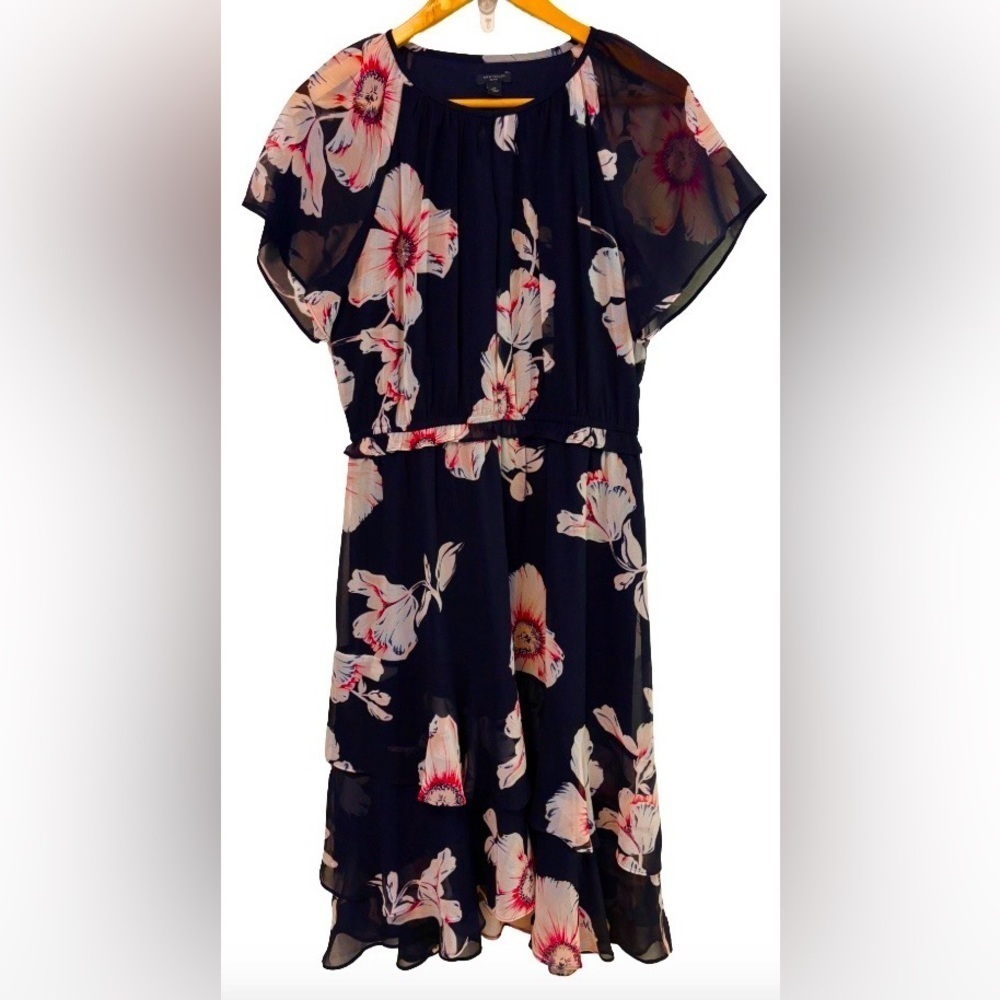 Talbots Navy Floral Dress SZ 10P feminine fairy